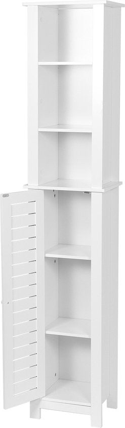 Badkamerkast Hoog Santorini met 1 deur en 6 planken - 173 cm - Wit