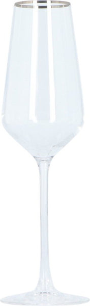Alvito Champagneglazen set van 6 stuks - inhoud 21 cl - met Zilveren Rand