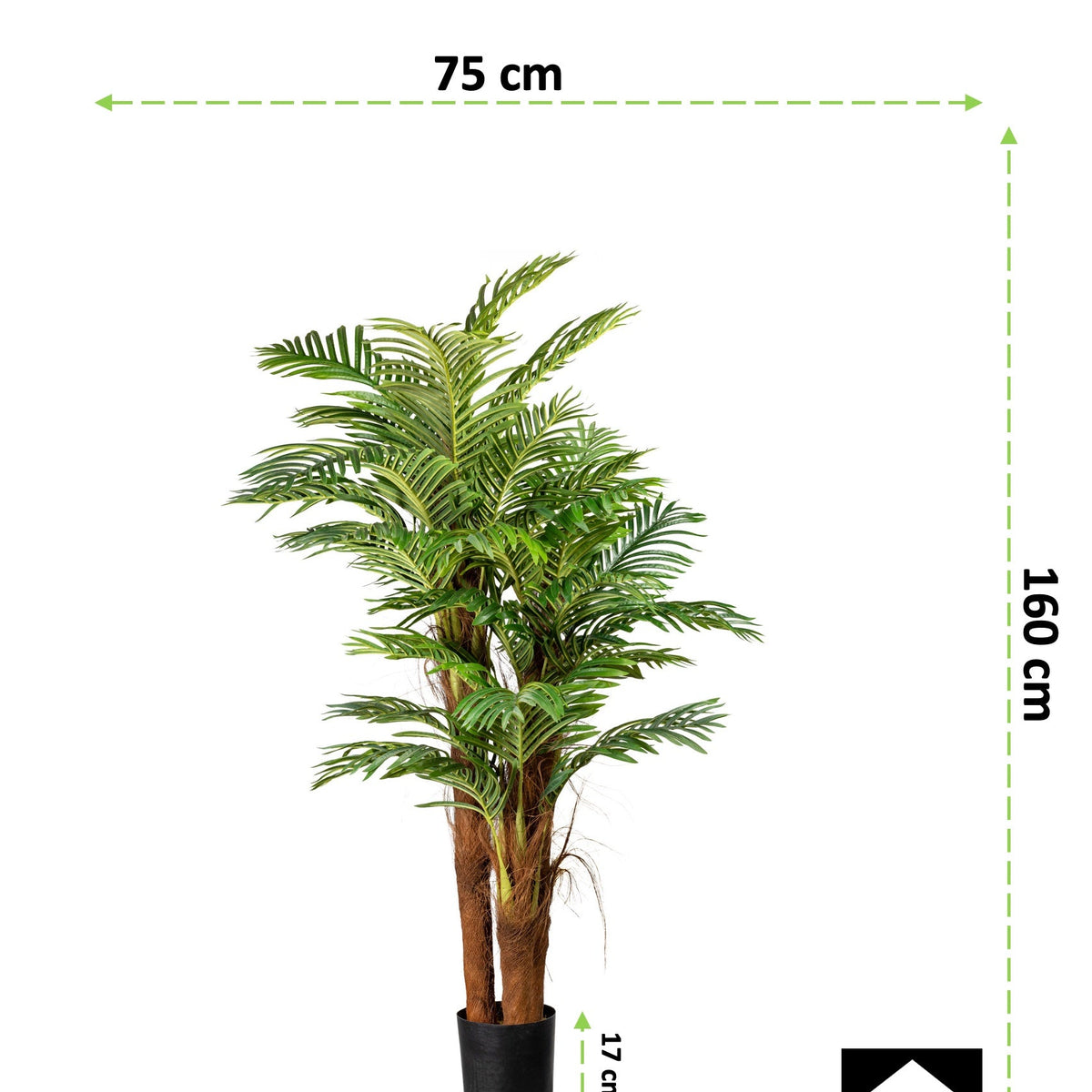 Kopu® Kunstplant Arecapalm 160 cm 3 Stammen - zwarte pot - Nepplant