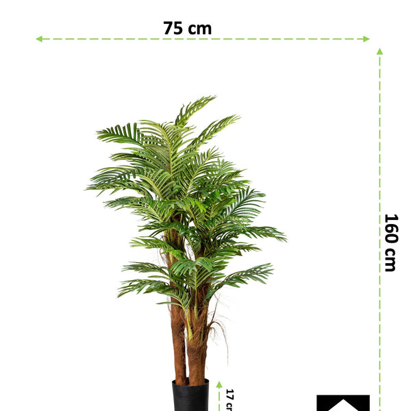 Kopu® Kunstplant Arecapalm 160 cm 3 Stammen - zwarte pot - Nepplant