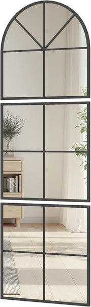 Wandspiegel 3-delig met Metalen Frame - 60 x 180 cm - Zwart