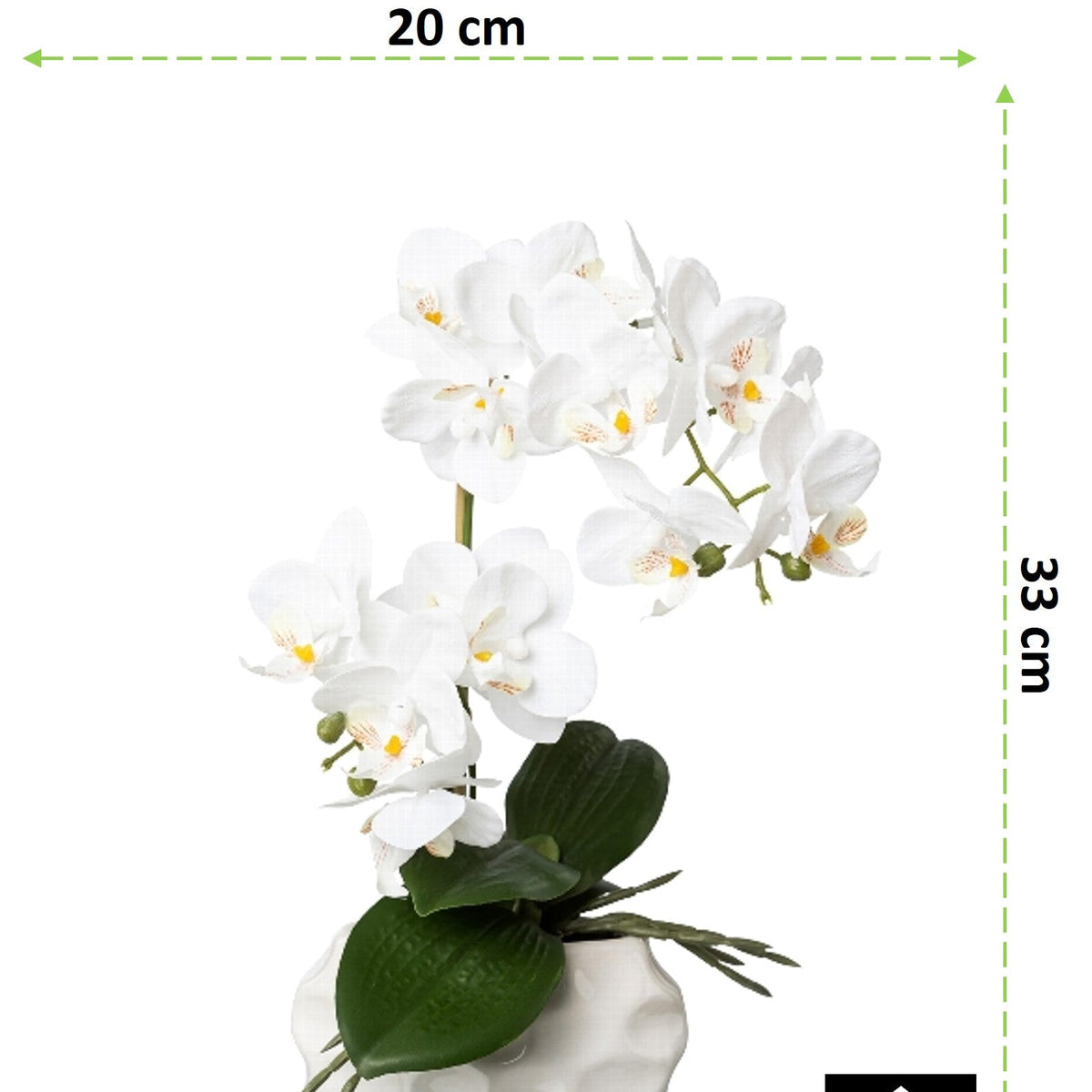 Kopu® Kunstplant Orchidee 33 cm in witte Sierpot 13x9cm - Wit