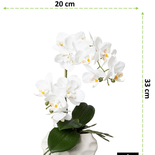 Kopu® Kunstplant Orchidee 33 cm in witte Sierpot 13x9cm - Wit