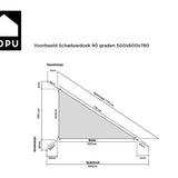Kopu® Schaduwdoek Driehoek 5x6x7,8 mtr 230 grams Waterdicht - Grijs