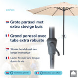 Kopu® Madrid grote Parasol Rond 350 cm met Beschermhoes en Parasolvoet - Creme