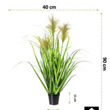 Kopu® Kunstplant Chinees Riet 90 cm - 3 pluimen - in zwarte pot