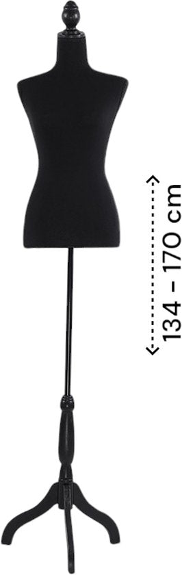 Etalagepop Vrouw - Zwart - Paspop Dames - Verstelbaar 134 tot 170 cm