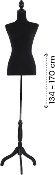 Etalagepop Vrouw - Zwart - Paspop Dames - Verstelbaar 134 tot 170 cm