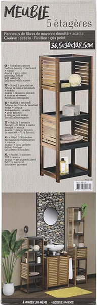 4goodz Badkamerkast Acaciahout halfhoog 5 planken - 30x36.5x108 cm