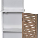 Badkamerkast Stockholm met deur en 6 planken 35x26x173 cm - Wit/Bruin