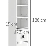 Badkamerkast Smal - 4 planken - lade en 2 draaideuren - Wit