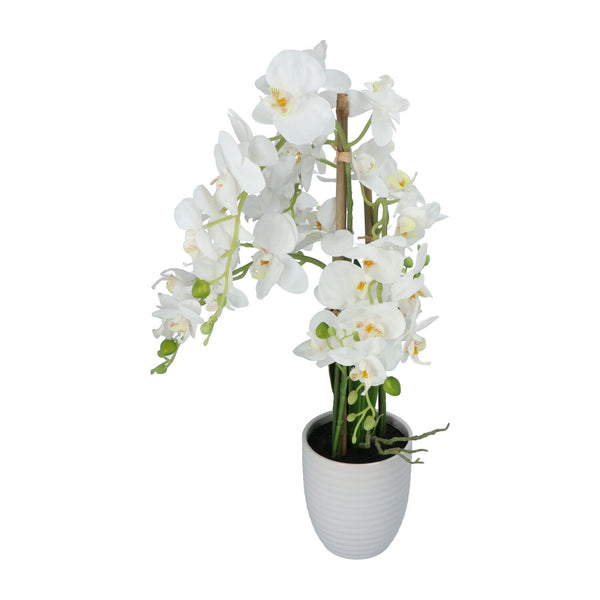 Kopu® Kunstbloem Orchidee 67 cm Wit In Bloempot Rond - Phalaenopsis
