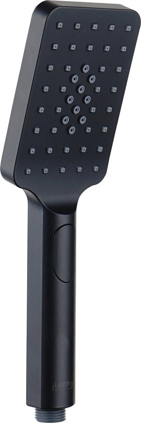 Luzzo® Square Complete Hand Doucheset Waterbesparend - Douchekop, slang en Wandhouder - Zwart