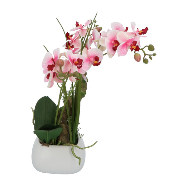 Kopu® Kunstbloem Orchidee 46 cm Lila Bloempot Vierkant - Phalaenopsis