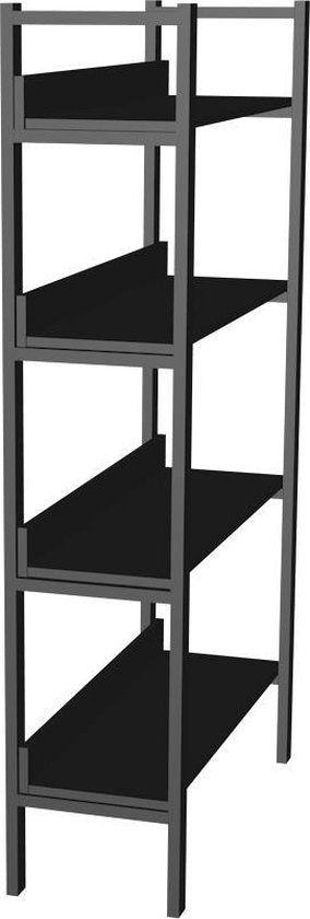4livingz Retro Boekenkast met 4 planken 30x80x144 cm - Zwart/Bruin