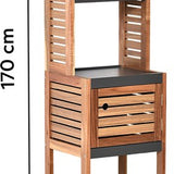 Acaciahout Hoge Badkamerkast 1 deur en 5 legplanken 30x38x170 cm