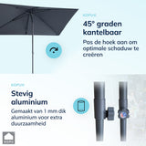 Kopu® Leon Parasol Rechthoek 150x250 cm - Balkonparasol met Hoes - Grijs