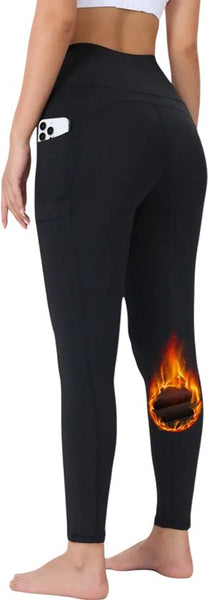 SparkNine Softfleece legging - met zakken - M - zwart - fleecegevoerd - billift - warme broek - super zacht & comfortabel