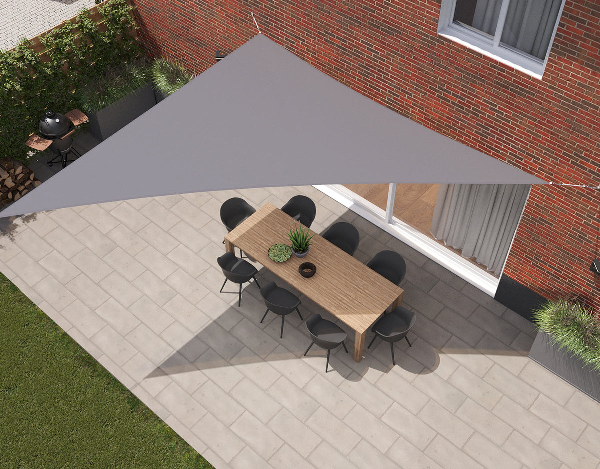 Kopu® Schaduwdoek Driehoek 5x6x7,8 mtr 230 grams Waterdicht - Grijs