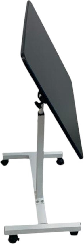 Laptoptafel op Wieltjes - 60 x 40 cm - In Hoogte Verstelbaar - Zwart - Wit - Ontbijttafel op Wielen - Bedtafel
