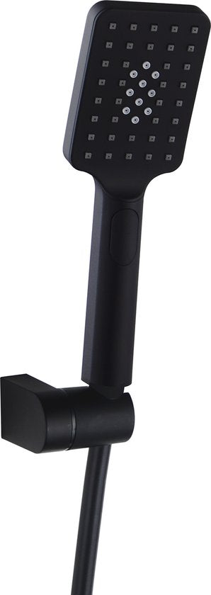 Luzzo® Square Complete Hand Doucheset Waterbesparend - Douchekop, slang en Wandhouder - Zwart