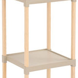 Fixwood Houten Modulaire Opbergrek – Massief Hout & Kunststof – Badkamerrek, Keukenrek of Plantenrek – 105 cm Hoog – Beige-Naturel