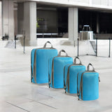 Compressie Packing Cubes - Blauw - 4 stuks - Compression Rits - Organizer Set Voor Koffers en Tassen - Bagage & Backpack Compression