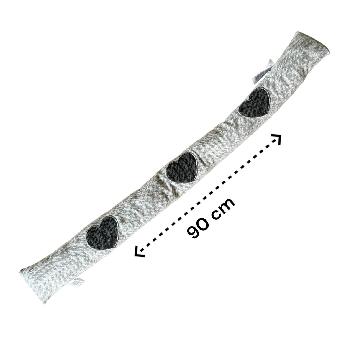 Tochtrol - Grijs Hartjes - Katoen - 90 x 10 cm - Tochthond - Tochtstopper - Isolatie tegen Tocht