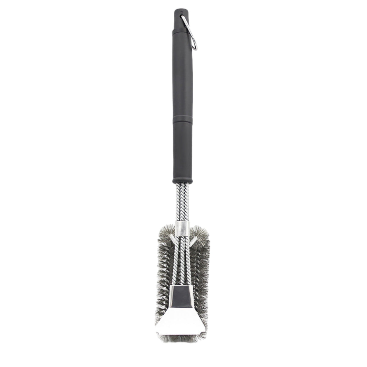 BBQ Borstel met Schraper - BBQ Accessoires - BBQ Schoonmaakborstel geschikt voor alle merken - 2 in 1 - Barbecue Staalborstel - RVS - Zilver