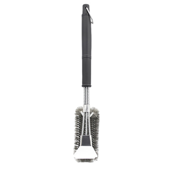 BBQ Borstel met Schraper - BBQ Accessoires - BBQ Schoonmaakborstel geschikt voor alle merken - 2 in 1 - Barbecue Staalborstel - RVS - Zilver