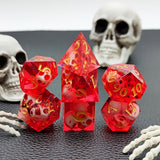 7 delige Resin Dice Set “Crimson Skulls