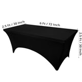 Rechthoekige Tafelhoes Stretch – 180 x 75 x 75 cm – Elastisch & Strak – Wasbaar – Zwart – Voor Feesten, Beurzen & Evenementen