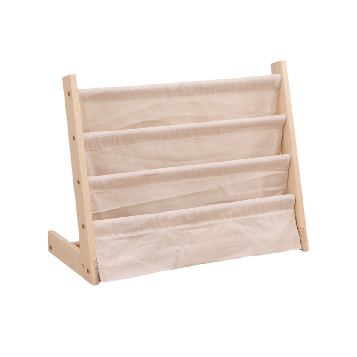 Kinderboekenkast - 60 x 50 x 30 cm - Bruin - Hout met Linnen - Kinderboekenrek - Boekenrek Kinderkamer
