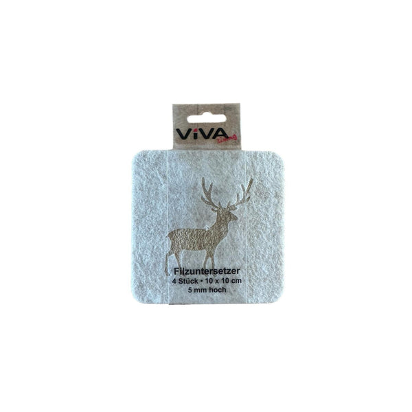 Onderzetters - Beige met Eland - 4 stuks - Vilt - Dubbelzijdig - Tafelbeschermer - Onderzetters voor Glazen