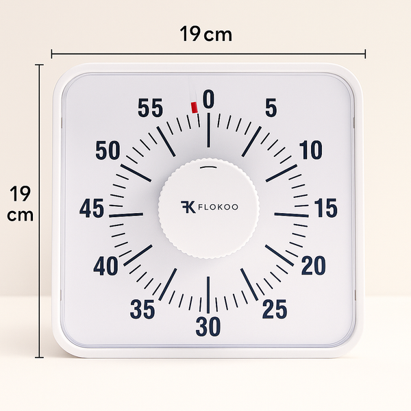 Leerklok 19 x 19 cm - Witte Timer voor Kinderen - Aftelklok voor Educatief Gebruik