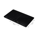 Inductiekookplaat 2-pits – Smart Touch-bediening, Timer, 1800W per Zone – Zwart Kristaloppervlak – Veilige Kookplaat met Kinderslot