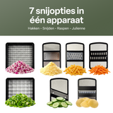 Chefino Multi - Groentesnijder Set 12-delig – Mandoline Snijder & Groentehakker – Blokjessnijder, Julienne Snijder & Rasp – Groente Snijder met Opvangbak 1L – Keukensnijder met 7 Snijopties