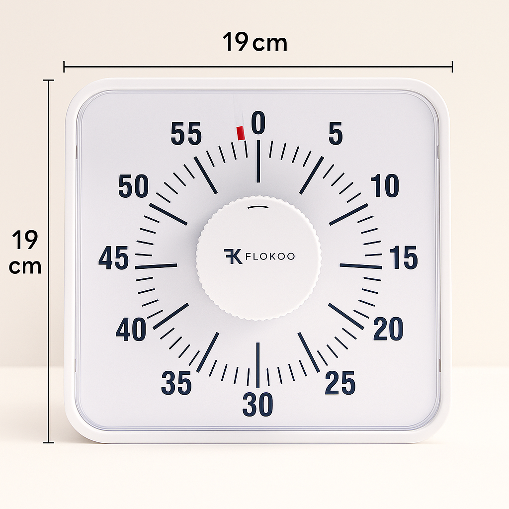 Leerklok 19 x 19 cm - Witte Timer voor Kinderen - Aftelklok voor Educatief Gebruik