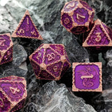 7-delige Metal Dice Set – “Draconian Royal” (Paars)