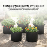 Kweekzak 40 cm – Stoffen Kweekpot met Handgrepen – Ademend & Herbruikbaar – Groeizak voor Groenten, Fruit en Kruiden – Zwarte Plantenbak Buiten & Binnen – 32L