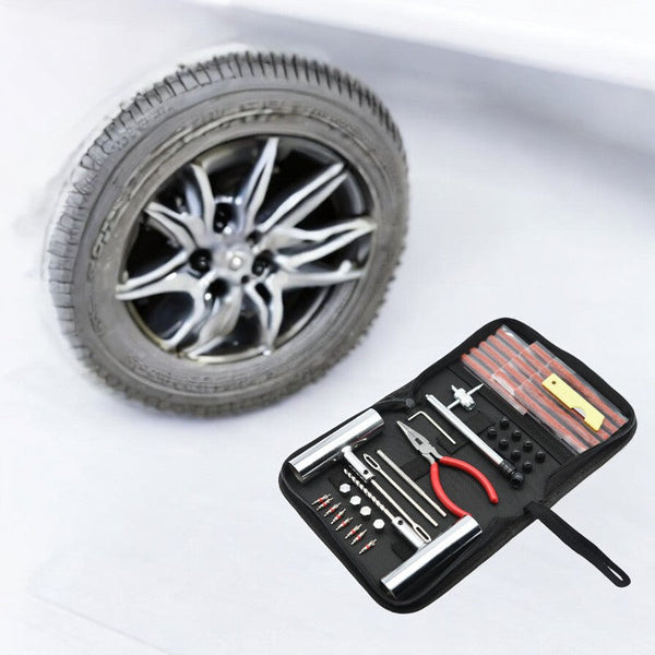Banden Reparatieset - Complete Set - Proppenset - Inclusief Handige Opbergtas - Reparatieset voor Motor, Brommer of Auto - Bandenreparatieset Auto -  Autobanden Reparatie