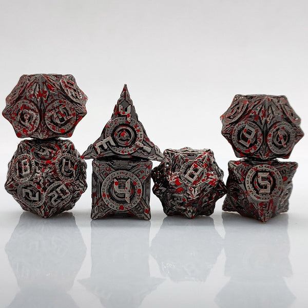 7 delige Metal Dice Set “Bloodsplatter"
