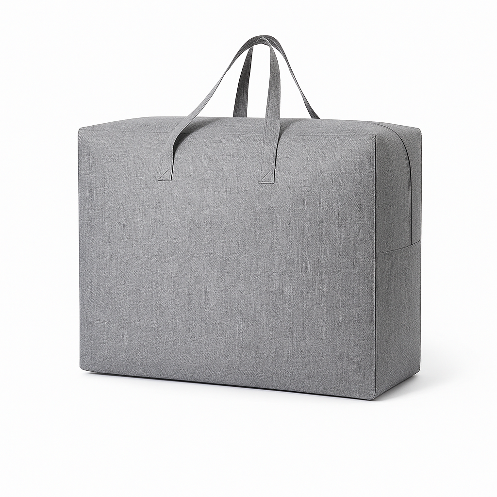 Opbergtas Groot 58x46x28 cm – Draagbare Opbergzak met Handvat – Opbergbox voor Kleding, Dekens & Textiel – Vouwbaar & Ademend – Grijs