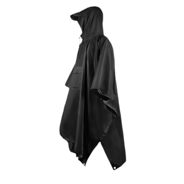 Poncho - Zwart - One Size Fits All - Fietsponcho Fiets - Reflecterende strips - Dames & Heren - Waterdicht