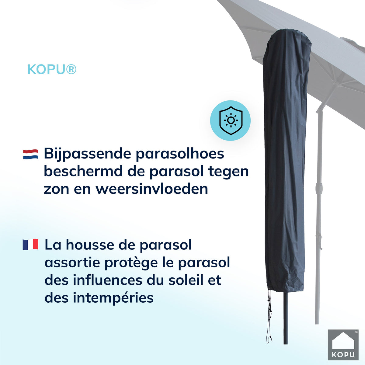 Kopu® Sevilla Parasol Rechthoek 200x300 cm met Hoes - Balkonparasol Grijs