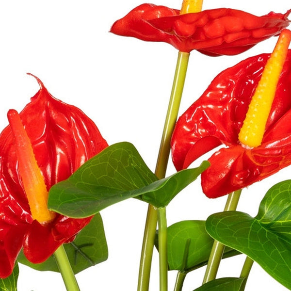 Kopu® 2 stuks Anthurium Kunstplant 40 cm - 3 bloemen - Flamingoplant