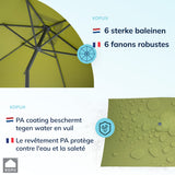 Kopu® Sevilla Parasol Rechthoek 200x300 cm met Hoes - Balkonparasol Olijfgroen