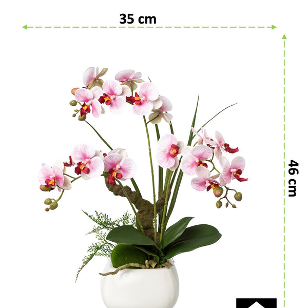 Kopu® Kunstbloem Orchidee 46 cm Lila Bloempot Vierkant - Phalaenopsis