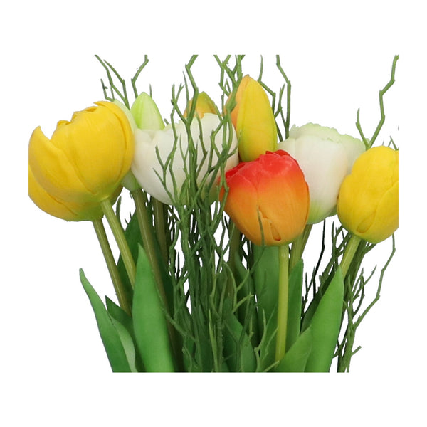 Kopu® Kunstbloemen bos Tulpen Mix 12 stuks met Twijgen 39 cm - Geel