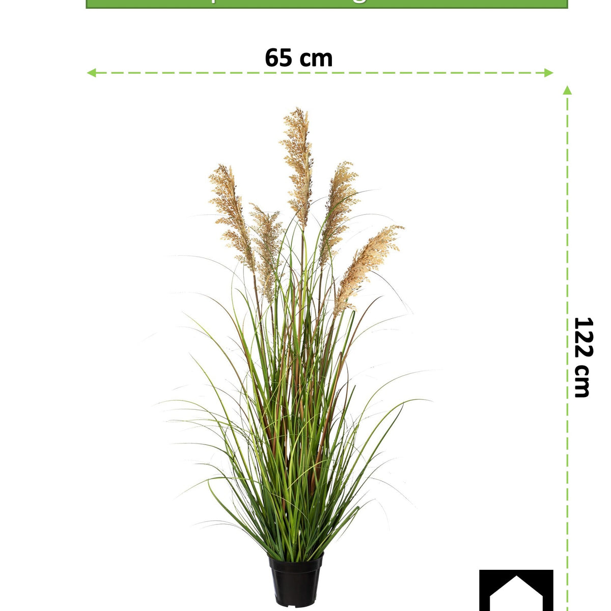 Kopu® Kunstplant Pluimgierst 122 cm - 5 halmen - in zwarte pot